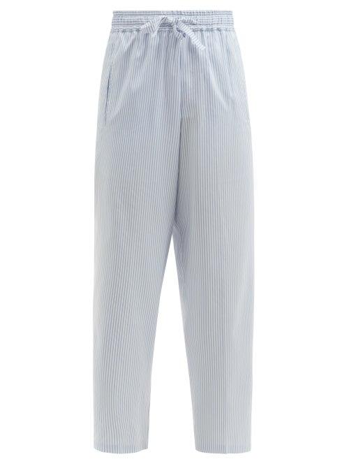 Matchesfashion.com Umit Benan B+ - Julian Striped Silk-blend Straight-leg Trousers - Womens - Blue Stripe
