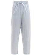 Matchesfashion.com Umit Benan B+ - Julian Striped Silk-blend Straight-leg Trousers - Womens - Blue Stripe