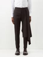 Alexander Mcqueen - Waterfall-overlay Wool-gabardine Trousers - Mens - Black
