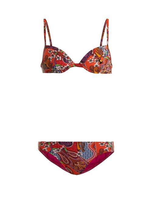 Matchesfashion.com Etro - Abstract Floral Print Bikini - Womens - Pink Multi