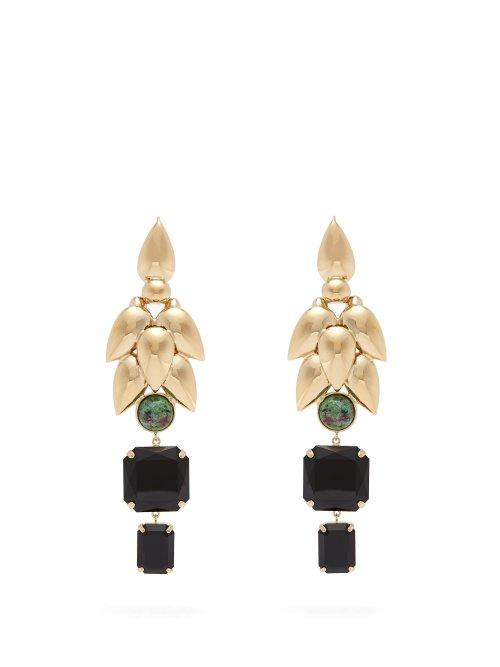 Matchesfashion.com Isabel Marant - Stone Pendant Earrings - Womens - Black