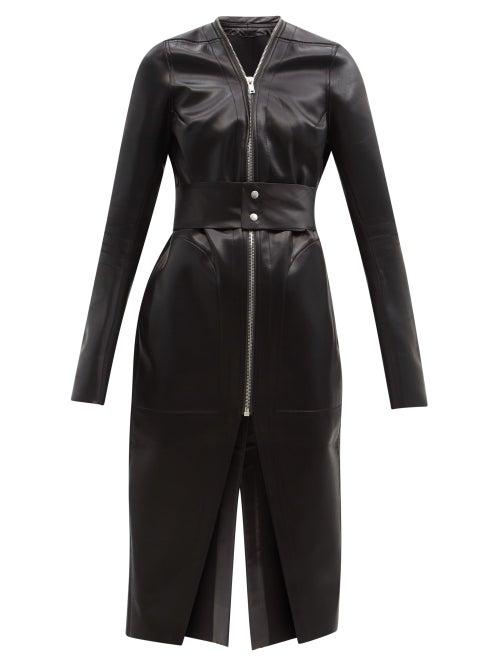 Matchesfashion.com Rick Owens - Klaus Slit-hem Faux-leather Coat - Womens - Black