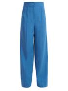 Matchesfashion.com Roksanda - Lapari Pintucked Wide Leg Trousers - Womens - Blue