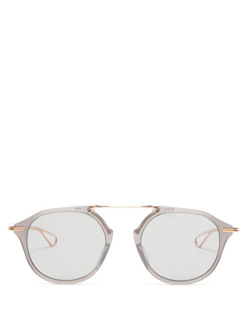 Matchesfashion.com Dita Eyewear - Kohn Round Frame Titanium And Acetate Sunglasses - Mens - Grey