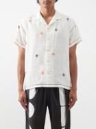 Harago - Suf Kutch-embroidered Linen-voile Shirt - Mens - Cream Multi