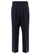 Matchesfashion.com Maison Kitsun - Double Pleated Wool Trousers - Mens - Blue