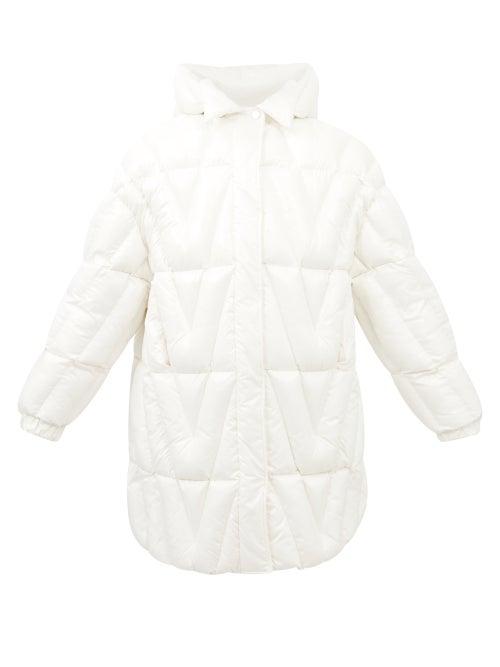 Valentino - Optical Valentino Hooded Padded-nylon Coat - Womens - White