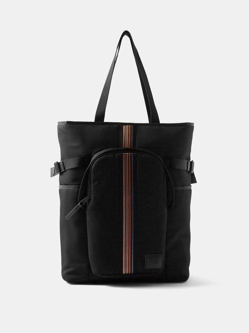 Paul Smith - Signature Stripe Leather-trim Tote Bag - Mens - Black