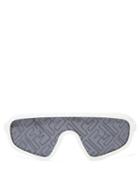 Matchesfashion.com Fendi - Botanical Ff-print Shield Sunglasses - Womens - White