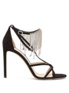 Matchesfashion.com Jimmy Choo - Bijou 100 Crystal-fringe Suede Sandals - Womens - Black