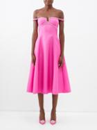 Self-portrait - Crystal-trimmed A-line Jacquard Midi Dress - Womens - Pink