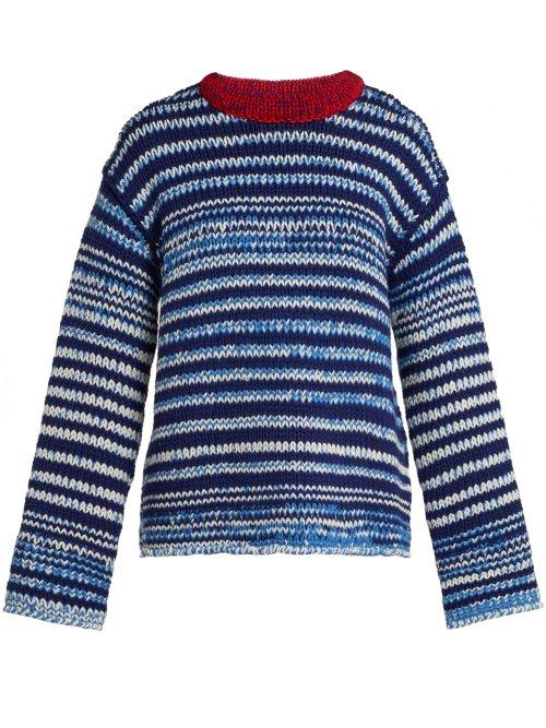 Matchesfashion.com Calvin Klein 205w39nyc - Zig Zag Knit Wool Sweater - Womens - Blue Multi