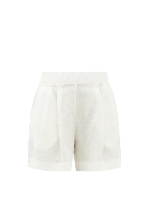 Matchesfashion.com Asceno - Zurich Pleated Organic-linen Shorts - Womens - Light Yellow