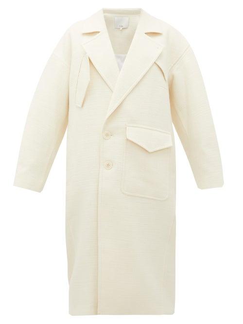 Matchesfashion.com Tibi - Basketweave Double-breasted Cocoon Coat - Womens - Ivory