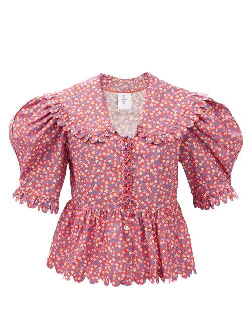 Horror Vacui - Bonnie Floral-print Cotton-poplin Blouse - Womens - Pink Multi