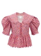 Horror Vacui - Bonnie Floral-print Cotton-poplin Blouse - Womens - Pink Multi