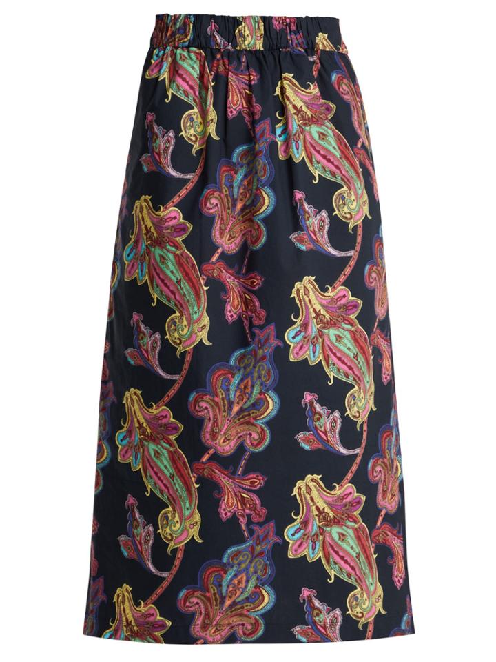 Tibi Paisley-print Cotton Skirt