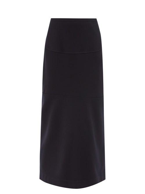Ladies Rtw Jil Sander - Panelled Wool Pencil Skirt - Womens - Navy