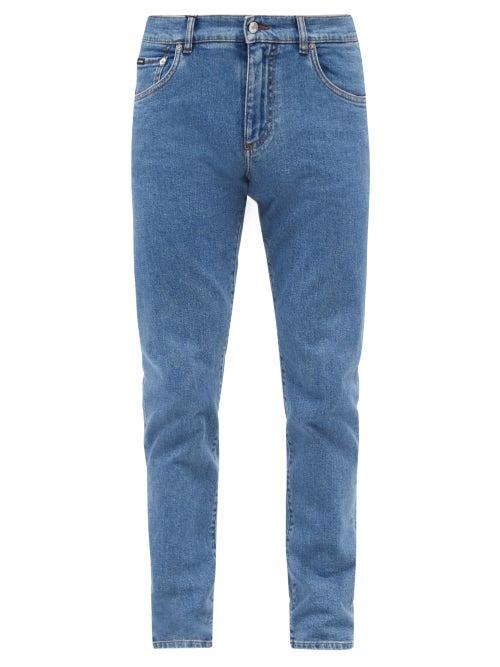 Mens Rtw Dolce & Gabbana - Logo-plaque Slim-fit Jeans - Mens - Light Blue