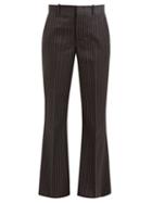 Matchesfashion.com Gucci - Logo Pinstripe Flared Woollen Twill Trousers - Womens - Grey Multi