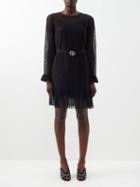 Gucci - Gucci Loved Belted Cotton-blend Lace Dress - Womens - Black