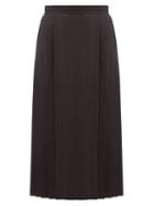 Matchesfashion.com Fendi - Leaf-jacquard Pleated Silk Skirt - Womens - Black