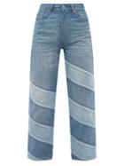 Ganni - Patchwork Organic-cotton Straight-leg Jeans - Womens - Mid Denim