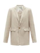 Matchesfashion.com Asceno - Azores Single-breasted Organic-linen Jacket - Womens - Beige