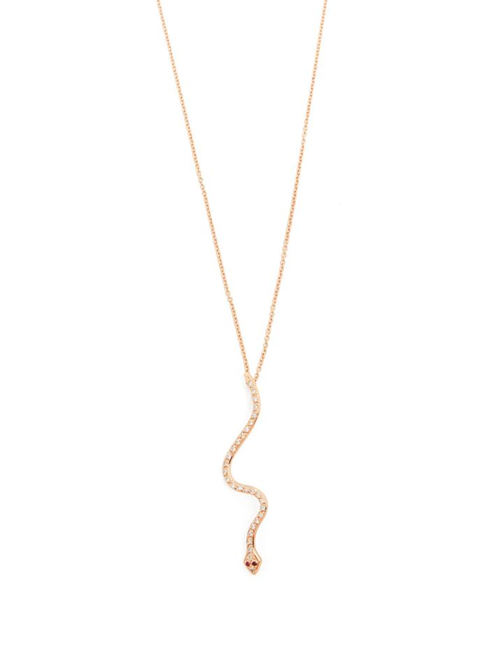 Ileana Makri Lucky Snake Diamond, Ruby & Rose-gold Necklace