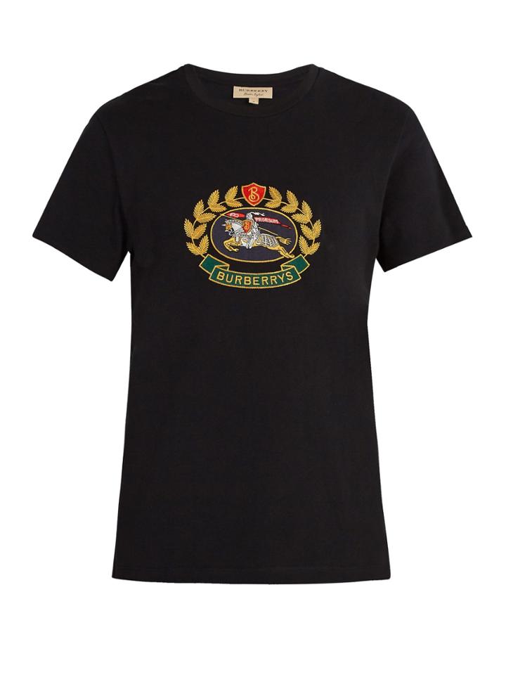 Burberry Crest-embroidered Cotton T-shirt