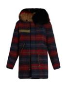 Mr & Mrs Italy Fur-trimmed Striped Wool Parka
