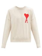 Matchesfashion.com Ami - Ami De Coeur Wool-blend Sweater - Mens - Cream