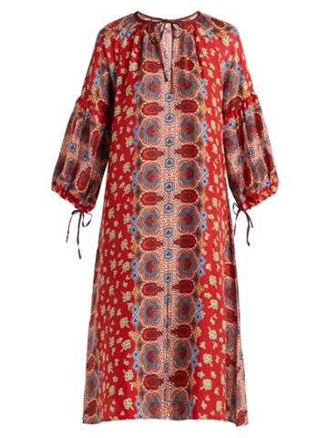 D'ascoli Misha Geometric And Floral-print Dress