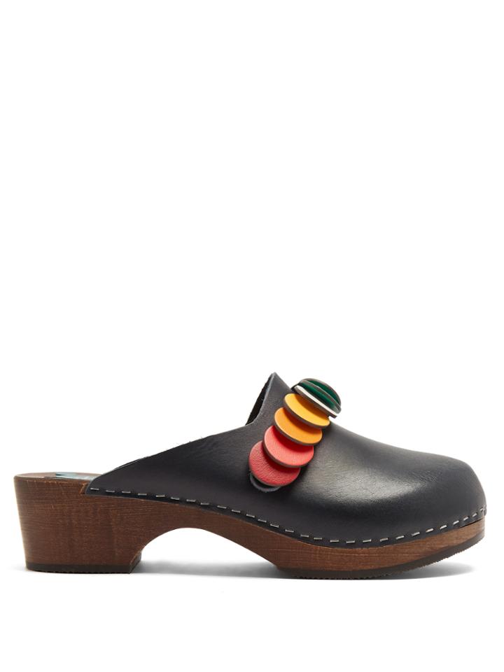 Anya Hindmarch Circle-embellished Leather Clogs