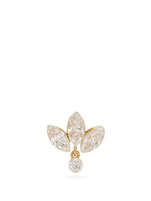 Ladies Fine Jewellery Maria Tash - Lotus Diamond & 18kt Gold Single Earring - Womens - Yellow Gold