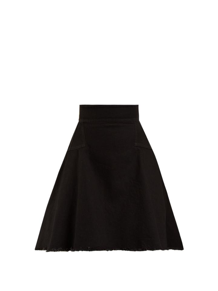 Alexander Mcqueen Washed Japanese Denim A-line Mini Skirt