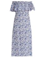 Rebecca Taylor Aimee Floral-print Off-the-shoulder Silk Dress