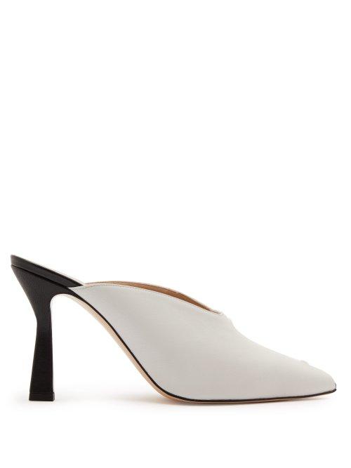 Matchesfashion.com Wandler - Niva Peep Toe Panelled Leather Mules - Womens - White Multi