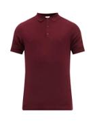 Mens Rtw Sunspel - Knitted-cotton Polo Shirt - Mens - Burgundy