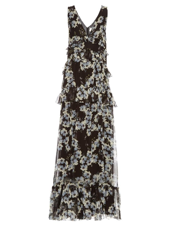 Erdem Mable Rose Hip Night-print Silk-voile Gown