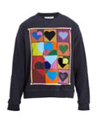 Jw Anderson Heart Grid-print Cotton Sweatshirt