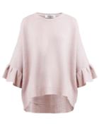 Matchesfashion.com Valentino - Ruffled Cuff Wool Blend Sweater - Womens - Pink