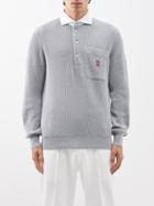 Brunello Cucinelli - Logo-embroidered Ribbed-cotton Polo Shirt - Mens - Grey Multi