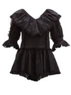 Matchesfashion.com See By Chlo - Lace-trim Ruffled Cotton-voile Blouse - Womens - Black