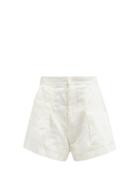 Agua By Agua Bendita - Toronjil Palm Tree-embroidered Linen Shorts - Womens - White
