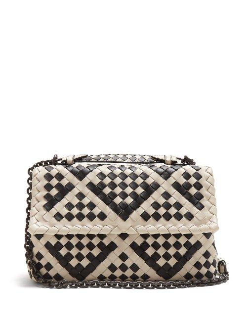Matchesfashion.com Bottega Veneta - Olimpia Intrecciato Leather Cross Body Bag - Womens - White Black