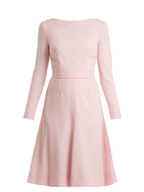 Matchesfashion.com Emilia Wickstead - Kate A Line Wool Crepe Dress - Womens - Light Pink