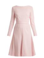 Matchesfashion.com Emilia Wickstead - Kate A Line Wool Crepe Dress - Womens - Light Pink