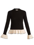 Matchesfashion.com Khaite - Claudia Bell Cuff Knitted Wool Blend Sweater - Womens - Black