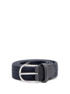 Matchesfashion.com Anderson's - Woven Leather-trimmed Belt - Mens - Dark Grey